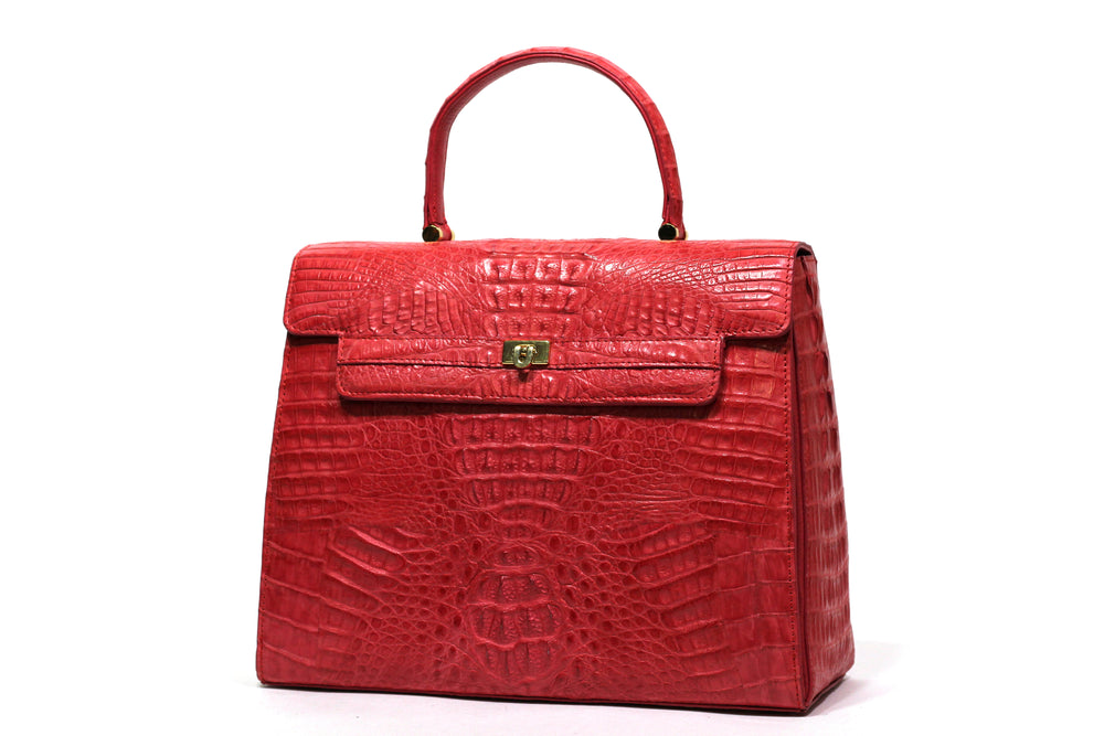 STAUER Red Croc Embossed Hard Leather Handbag Purse | eBay