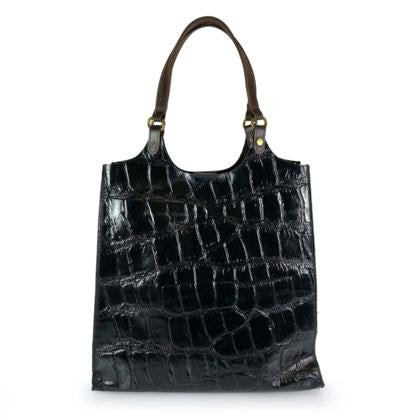 5902 Croc-Embossed Leather Shoulder Bag